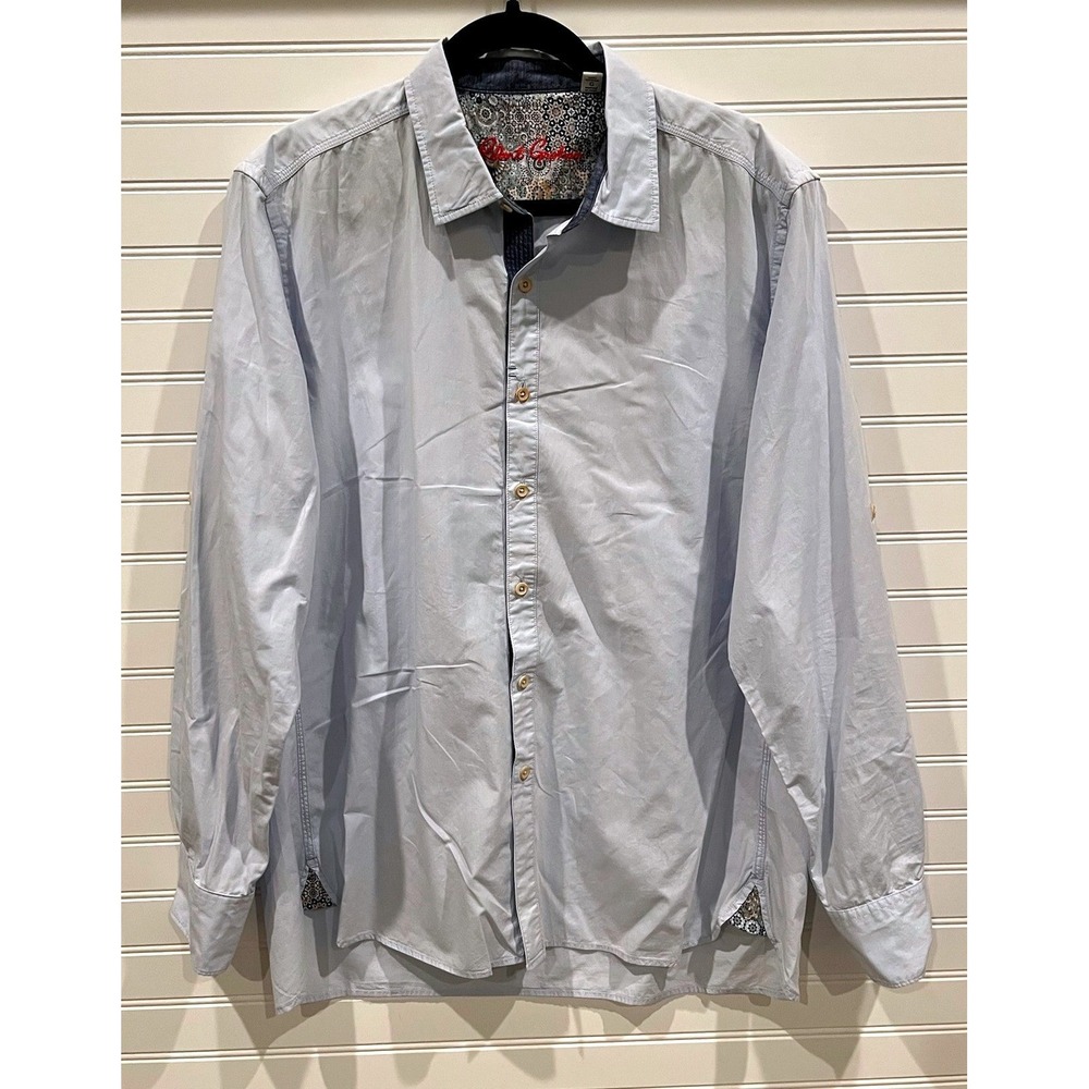 Robert Graham‎ Classic Fit Light Blue Button Down Shirt Mens Size L